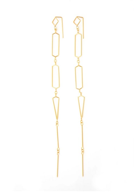 Boucle d'oreilles Emma Gregory, polyrhythmic 9, acier doré La force des BPM en bijou