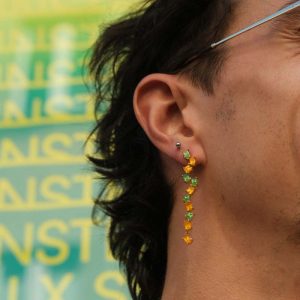 Boucles Xinyi chen Midnight maze orange et vert