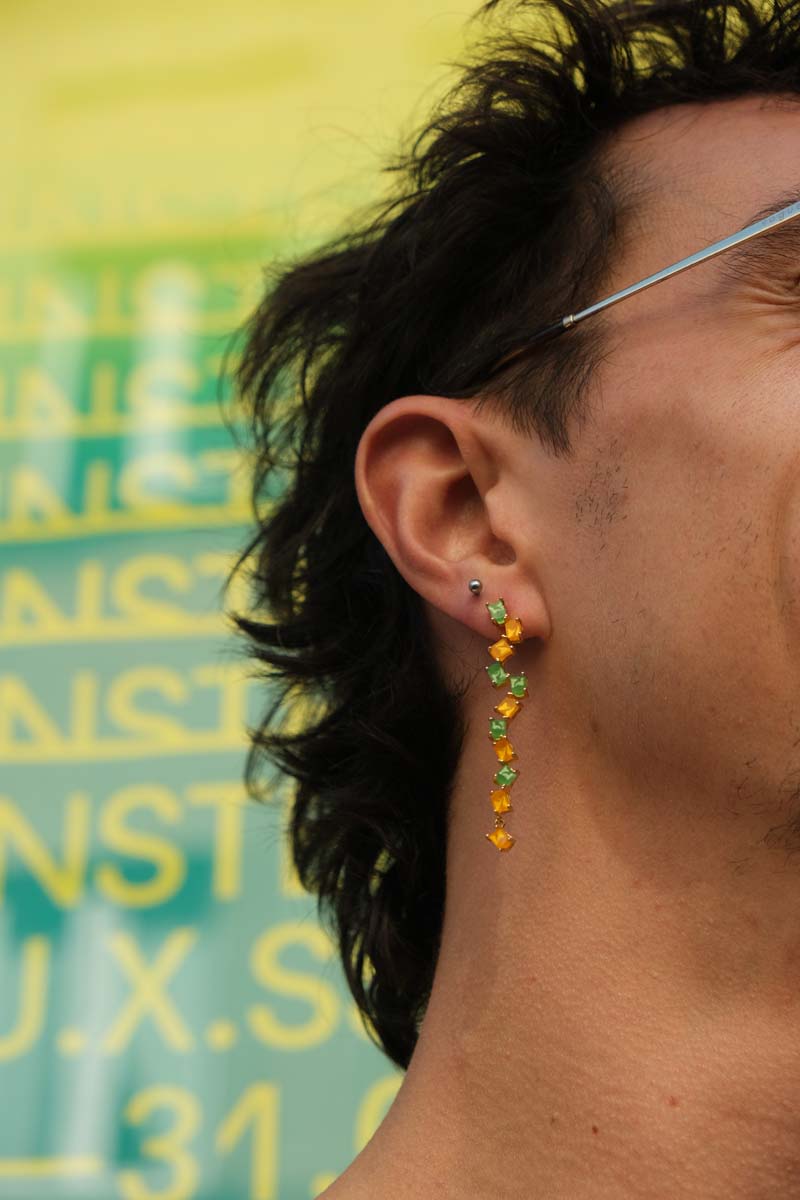 Boucles Xinyi chen Midnight maze orange et vert