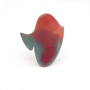 Hectare Broche Nevin Arig rose et bleu résine sur aluminium